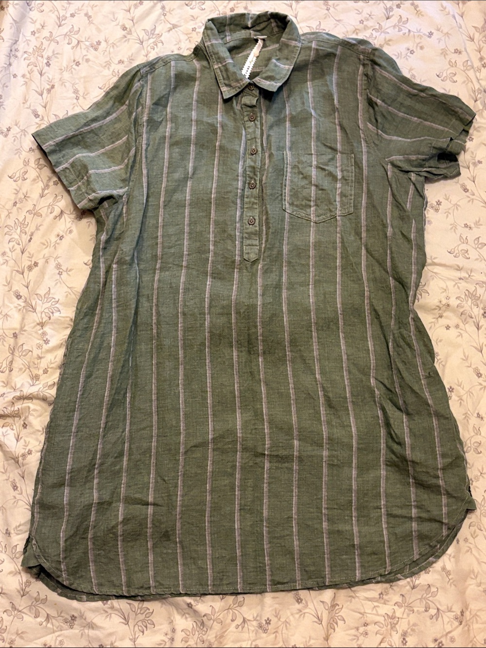 Uncle Frank Olive Green Striped Button Tunic